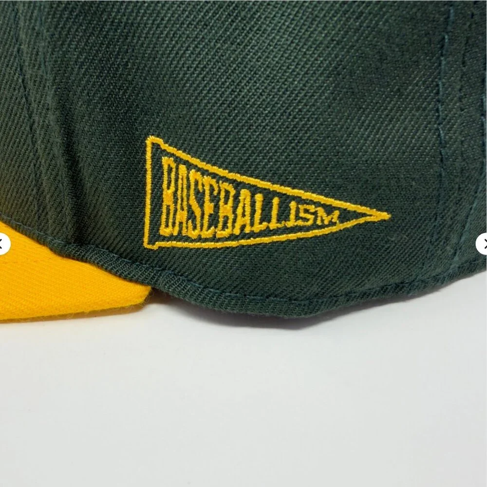 Baseballism Oakland Athletics 3 Up Snapback Hat Green Yellow One Size - Picture 4 of 11